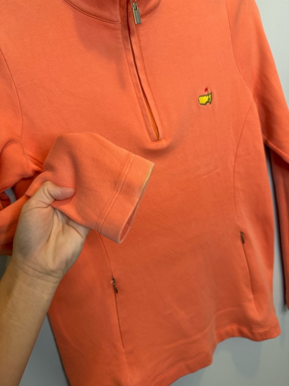 Fairway & Greene Masters Golf Peach Coral Quarter Zip Pullover Size Small Preppy - Picture 5 of 7